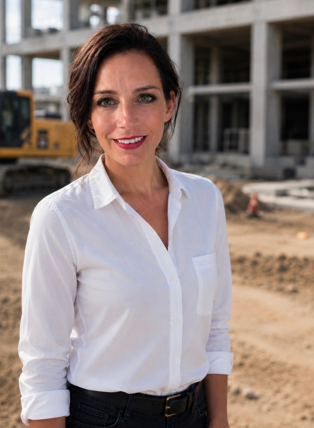 Laura, founder of Rain & Ray, on a project site